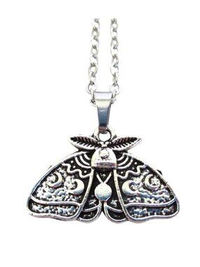 New Moth Crescent Moon & Star Pendant Necklace on 18" Stainless Chain